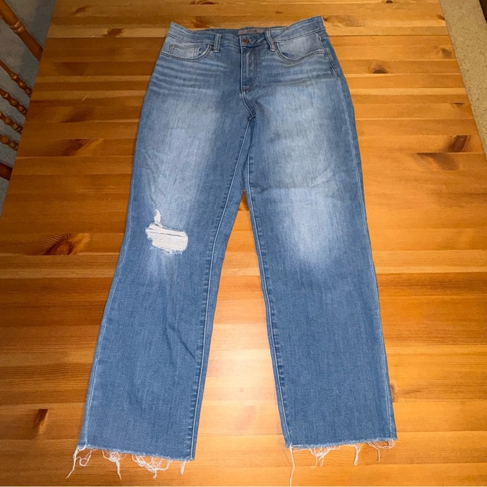 Joe's mid-rise straight cropped distressed women's jeans Raw Hem Size 28